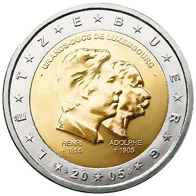2 euros commemo 2005 - Grand Duc Henri and Grand Duc Adolphe