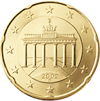 20 cents - Porte de Brandenburg (Berlin) (symbole de la ré-unification allemande)
