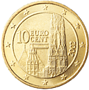 10 cents - Cathédrale St-Etienne (Vienne) + représentation héraldique du drapeau autrichien