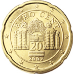20 cents - Palate of Belvedere (Vienna) + heraldic representation of the Austrian flag