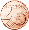Common face 2 cents - Globe, euro zone centered