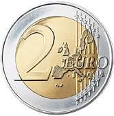 Common face 2 euros - Map of the countries of euroland