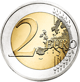 Face commune 2 euros - Carte géographique de lEurope