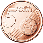 Common face 5 cents - Globe, euro zone centered
