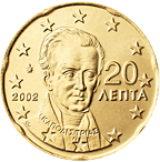 20 cents - Joannis Kapodistrias (1776-1831) (premier gouverneur de Grèce après la guerre d'indépendance)