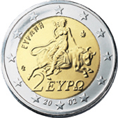 2 euros - Europa overlapping Zeus, in the form of bull