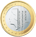 1 euro - Effigie Reine Beatrix regardant vers la gauche