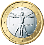 1 euro - L'Homme par Léonard de Vinci