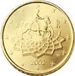 50 cents - Statue of the emperor Marcus Aurelius on his horse and Ground of Capitol in Rome