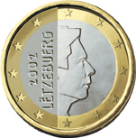 1 euro - Effigy of the Grand Duc Henri looking towards the right
