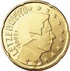 20 cents - Effigy of the Grand Duc Henri looking towards the right