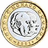 1 euro - Effigies of the Prince Rainier III & Crown Prince Albert looking towards the right