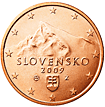 1 cent - Le mont Kriván, situé dans les Tatras, qui est un symbole de la souveraineté de la nation slovaque, et lemblème national de la Slovaquie.