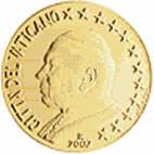 10 cents - Effigy of the Pope John-Paul II looking towards the left
