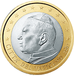 1 euro - Effigie Pape Jean-Paul II regardant vers la gauche
