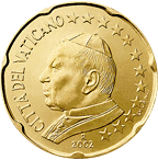 20 cents - Effigie Pape Jean-Paul II regardant vers la gauche