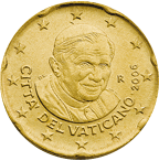 20 cents - Effigie Pape Benoit XVI