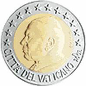 2 euros - Effigy of the Pope John-Paul II looking towards the left